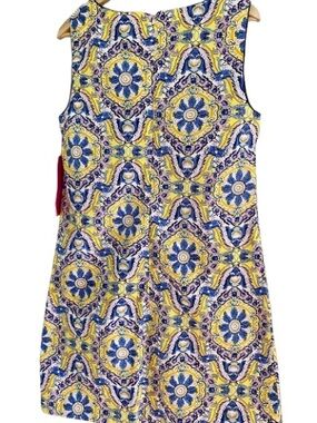 NWT Betsey Johnson Yellow & Blue Baroque Print Dress